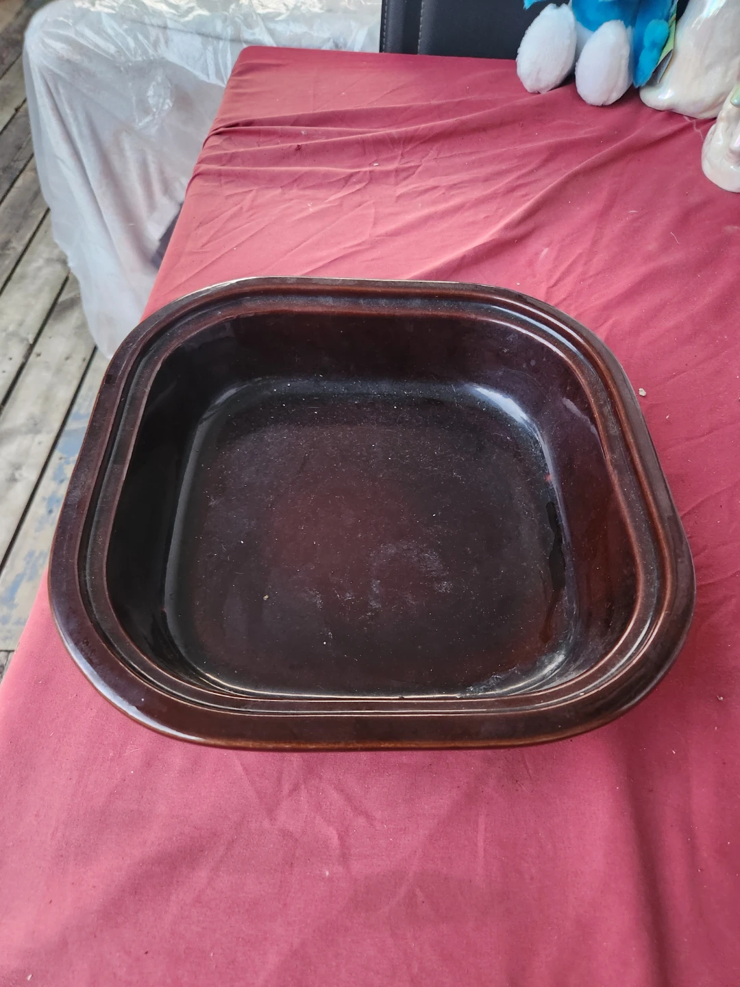 Vintage Brown Ceramic Baking Dish