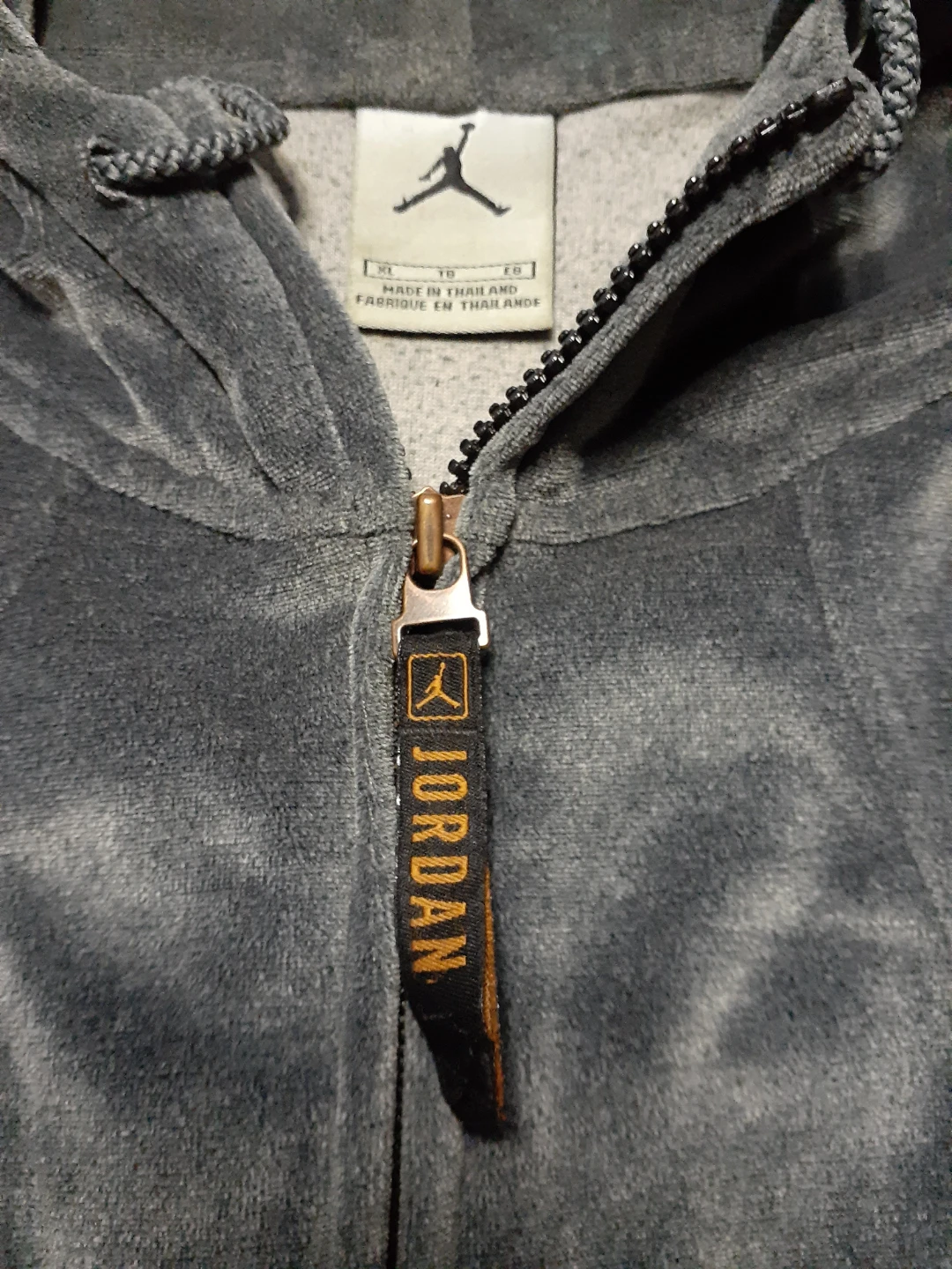 Jordan Velour Zip-Up Hoodie Grey XL VINTAGE  Y2K - photo 3