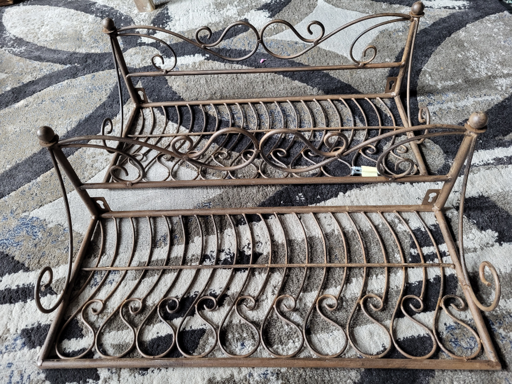 Set of Two Ornate Metal Wall Shelves