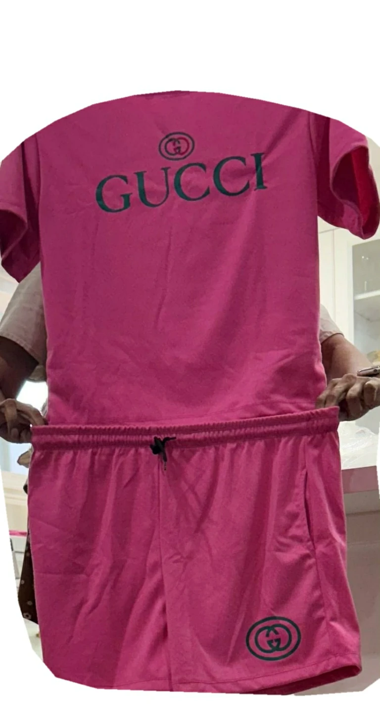 Gucci Pink T-shirt and Shorts Set