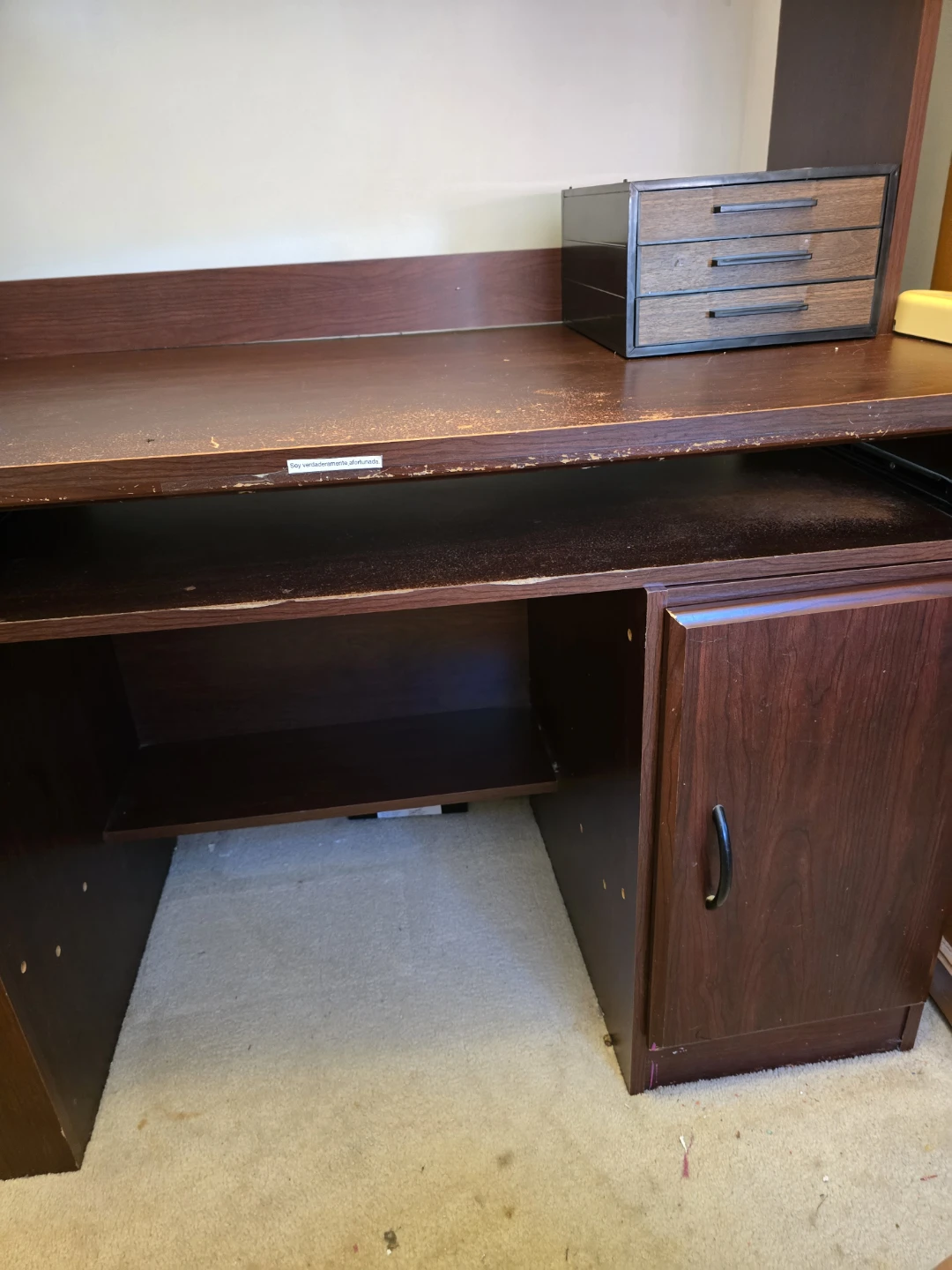Dark Wood Computer Desk with Hutch - photo 3