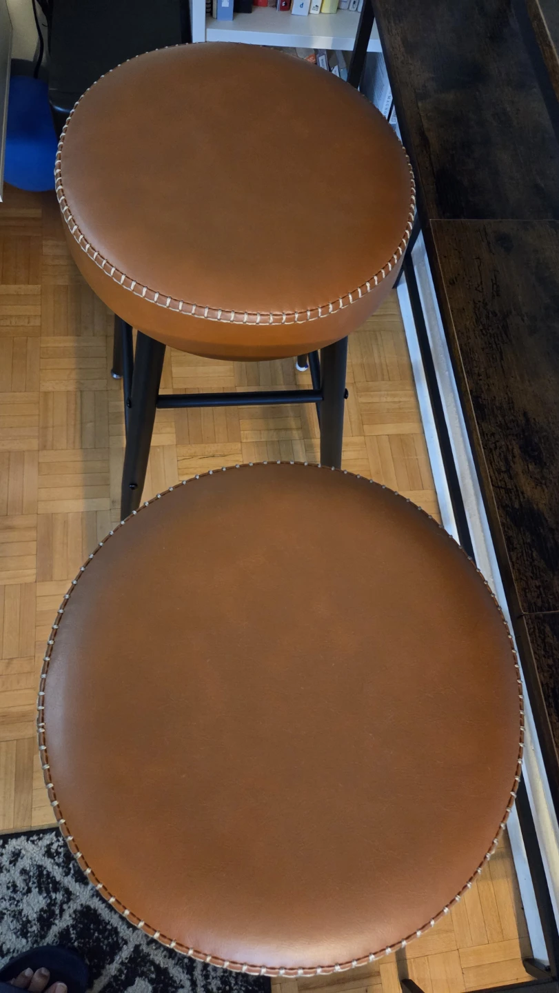 Set of 2 Leather Bar Stools – Caramel Brown *new - photo 3