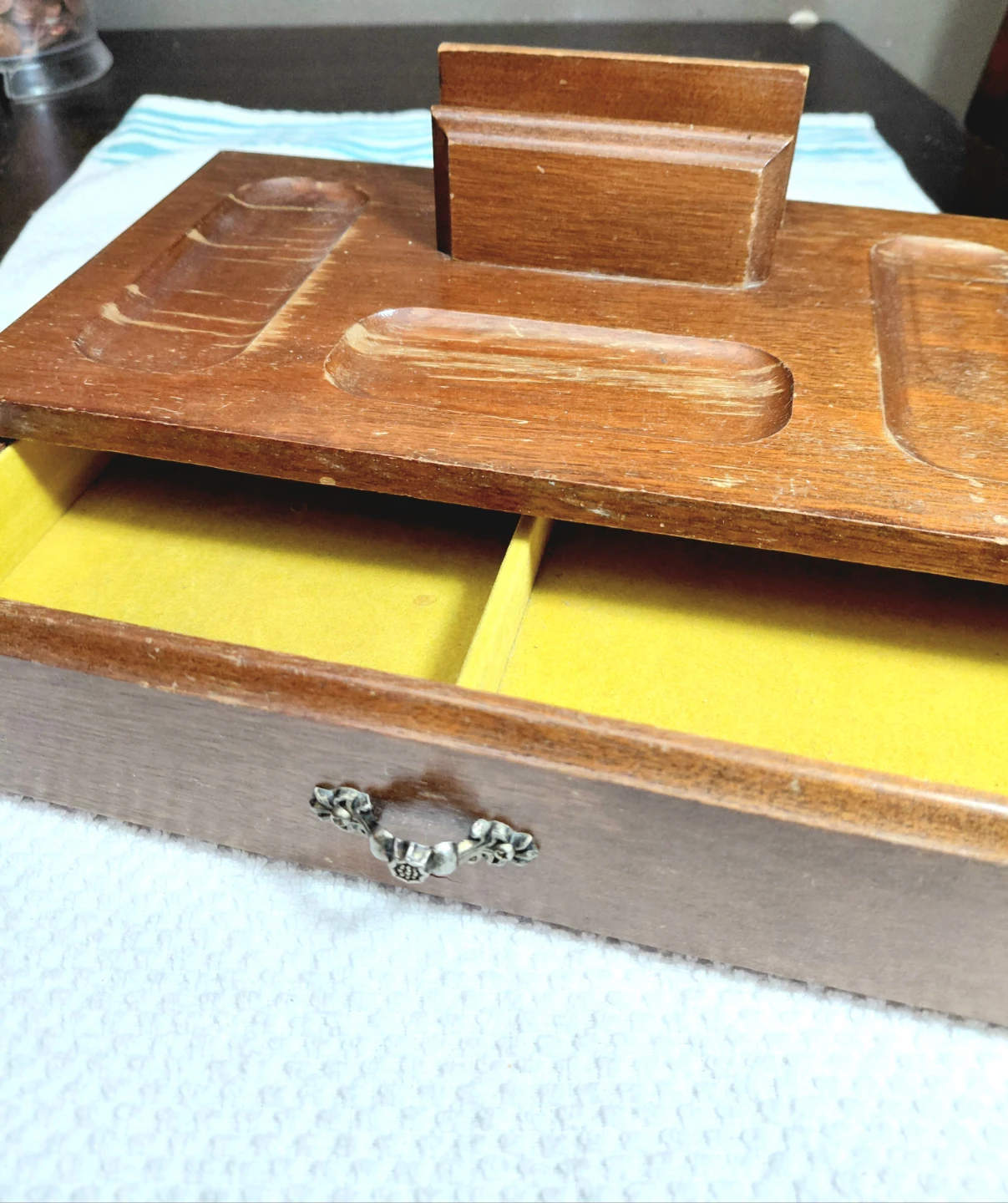 Vintage Wooden Desk Organizer with Drawer - photo 2