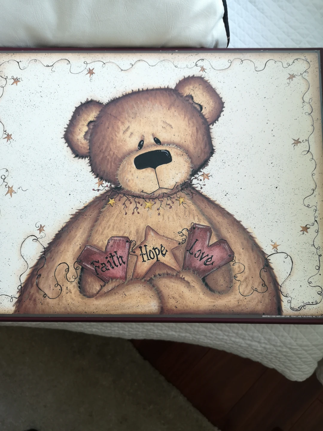 Wooden art plaque with bear design