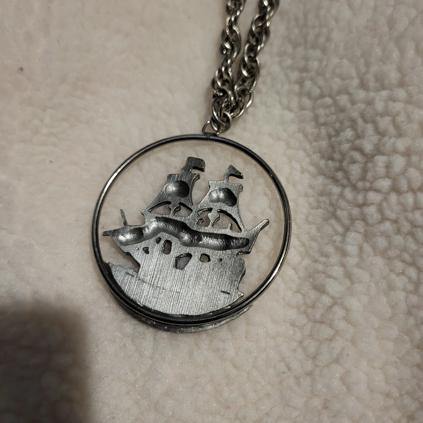 Vintage Tall Ship Pendant Necklace - photo 2