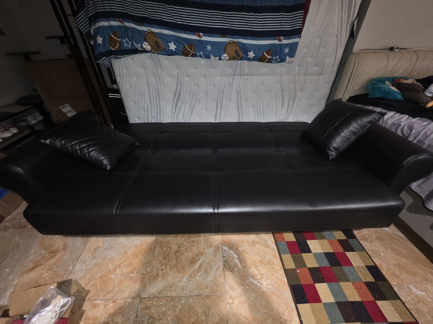 Black Faux Leather Sofa Bed - photo 2
