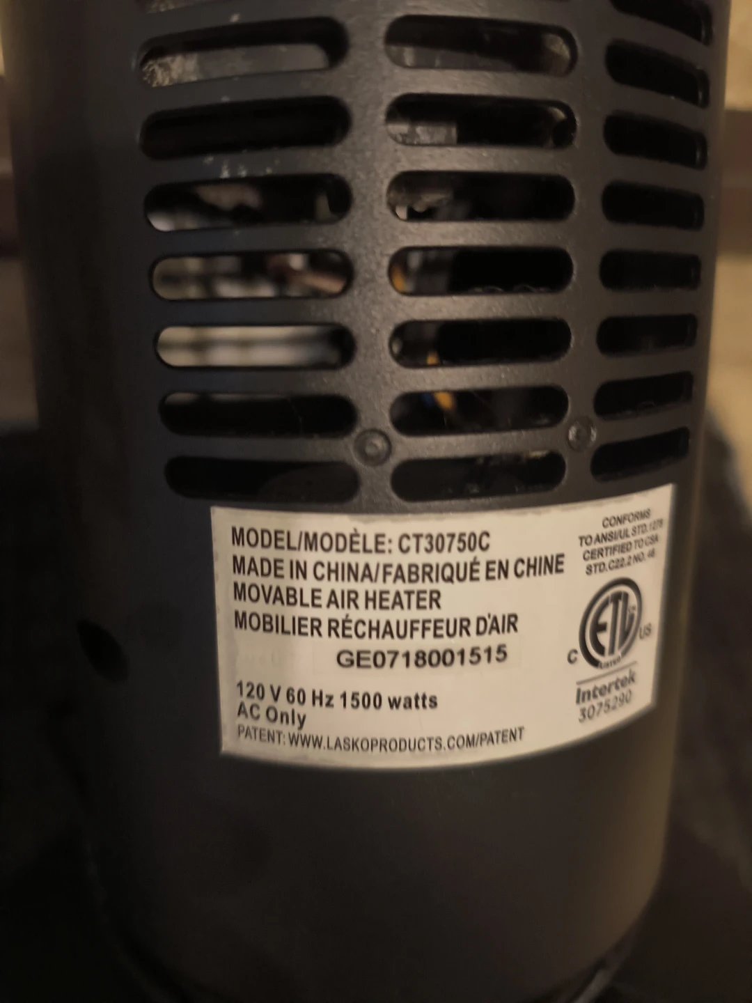 Lasko CT30750C Tower Heater - photo 3