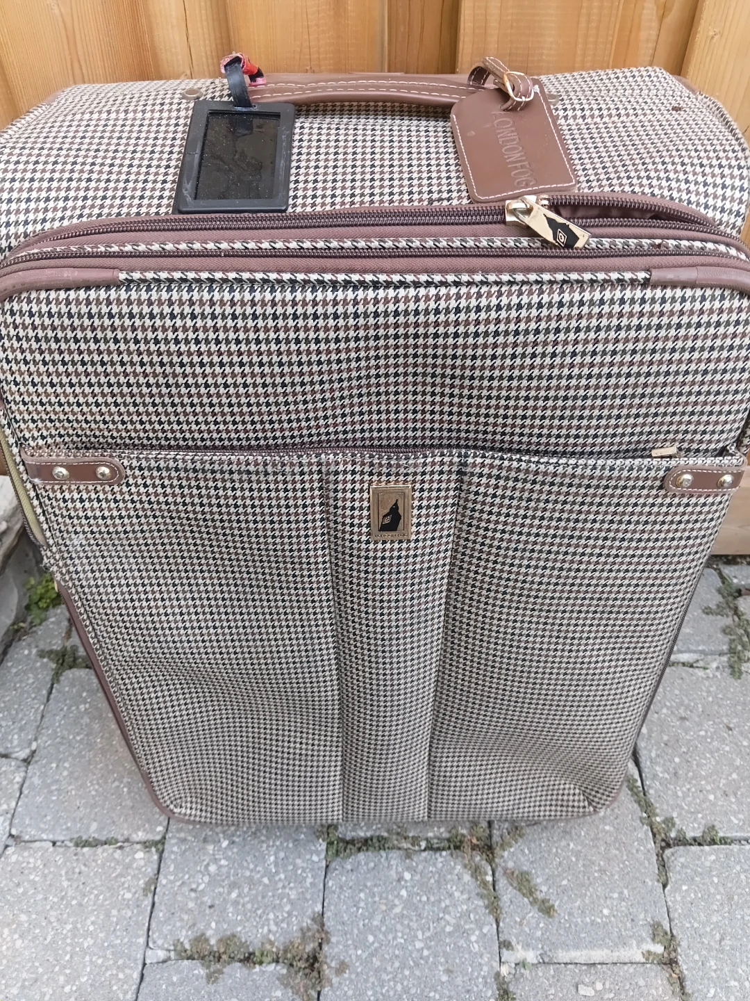 London Fog Houndstooth Luggage Bag