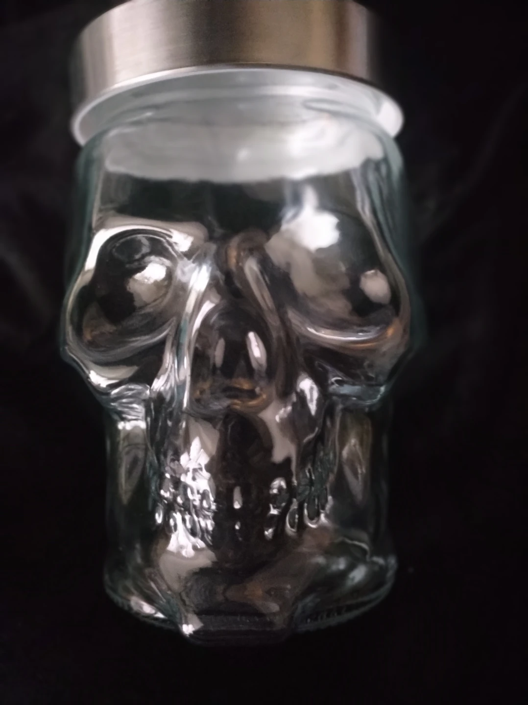 Clear Glass Skull Jar