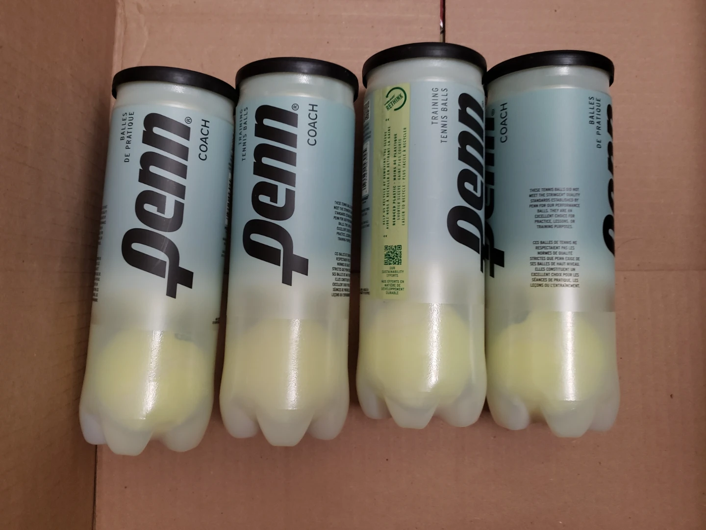 4 Cans of Penn Coach Training Tennis Balls
