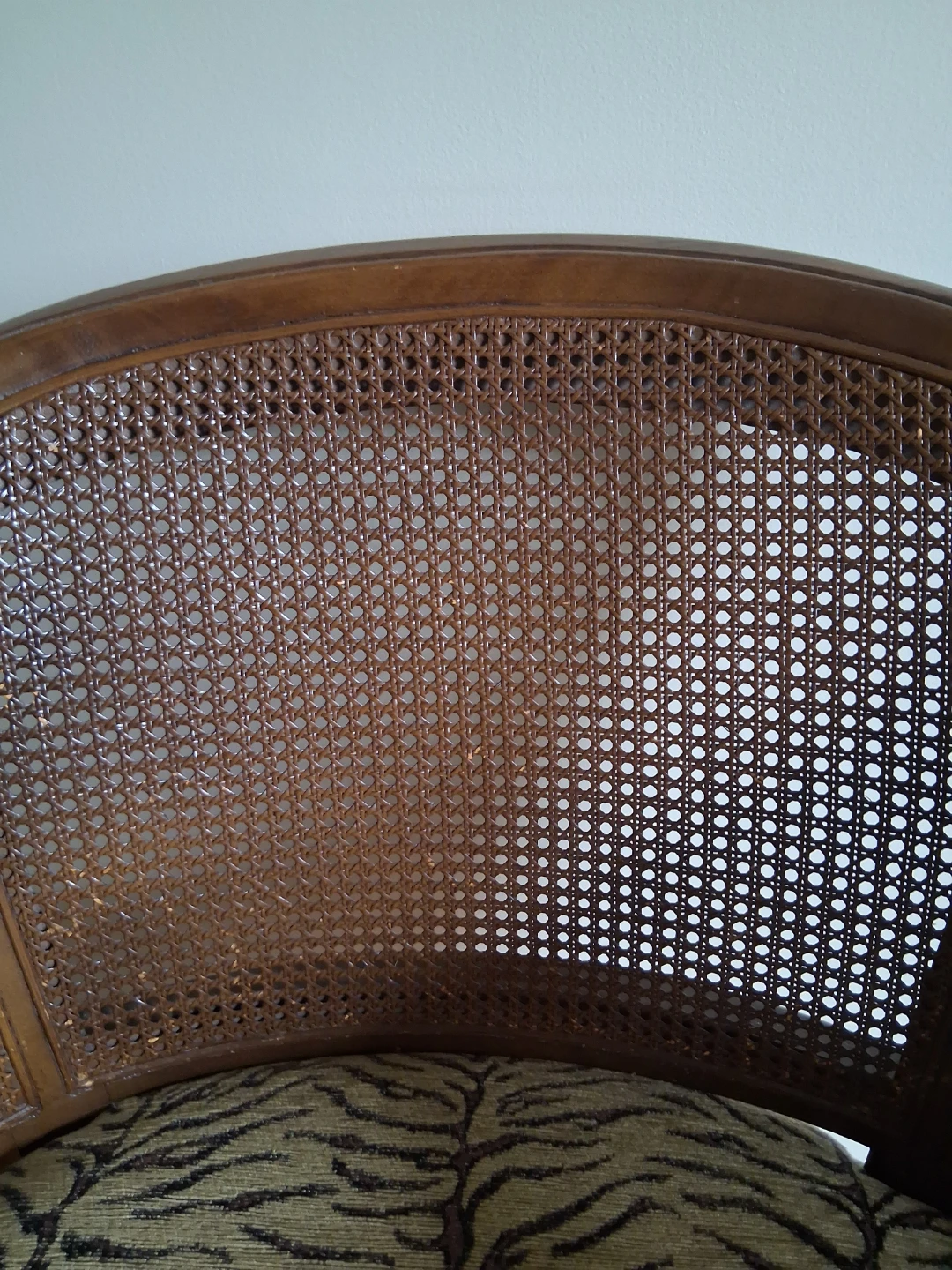 Vintage cane back chair with tiger print seat - photo 2