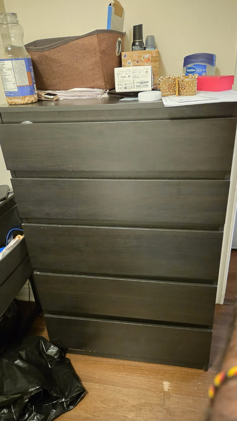 IKEA Malm 5-Drawer Chest, Black-Brown