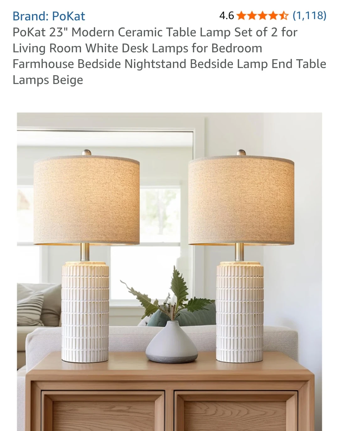 Set of 2 Ceramic Table Lamps