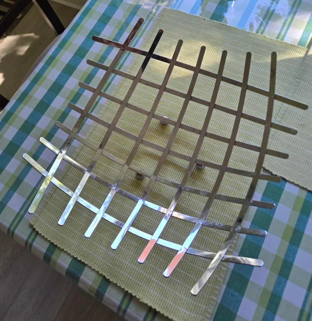 Modern Chrome Grid Fruit Bowl