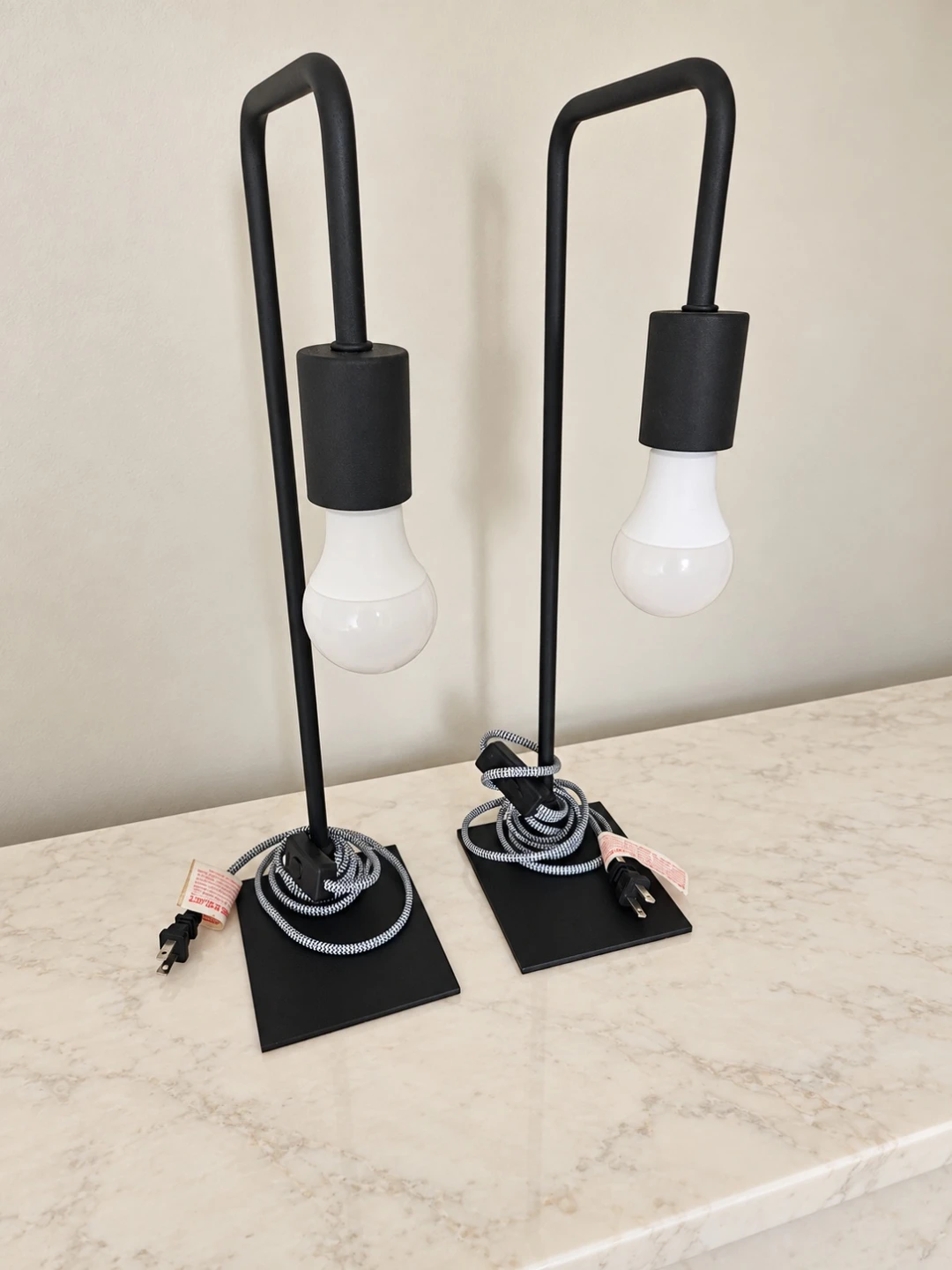 Set of 2 Minimalist Matte Black Table Lamps