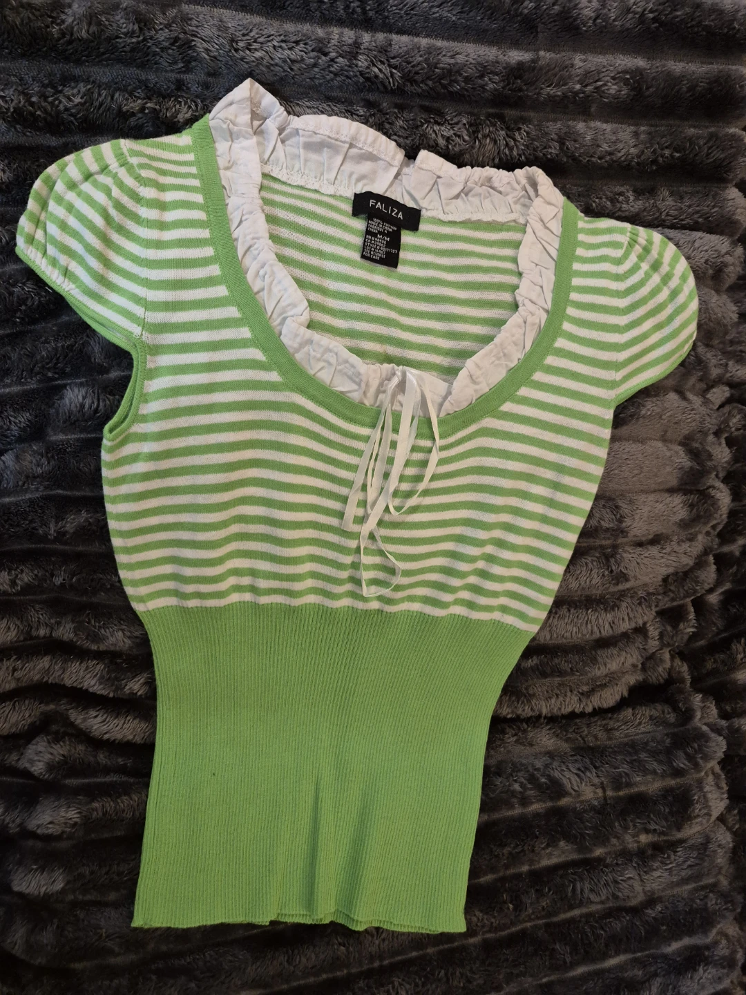 Faliza Green and White Striped Top - photo 2