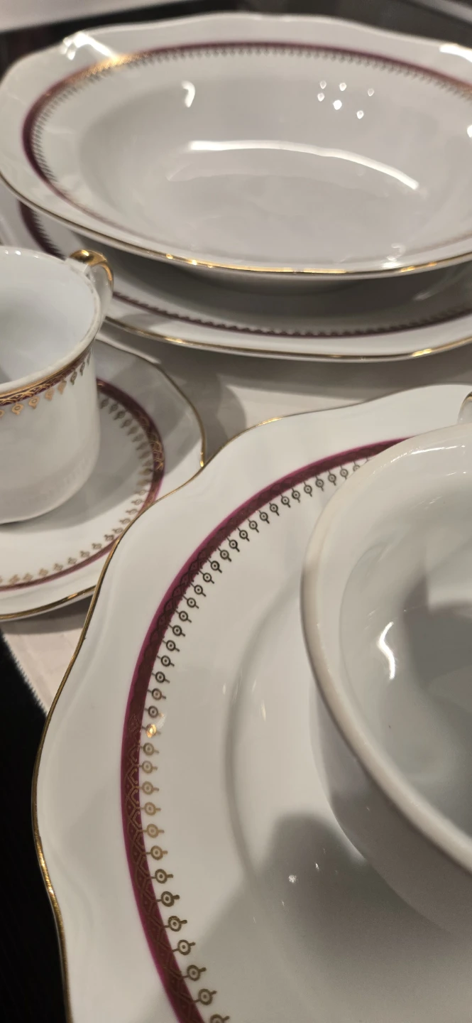 Vintage Porcelain Set with Gold Trim