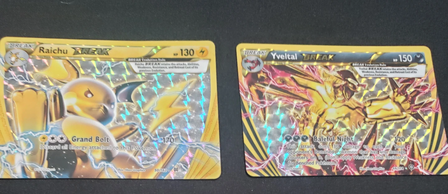Pokemon BREAK Trading Cards - Raichu and Yveltal
