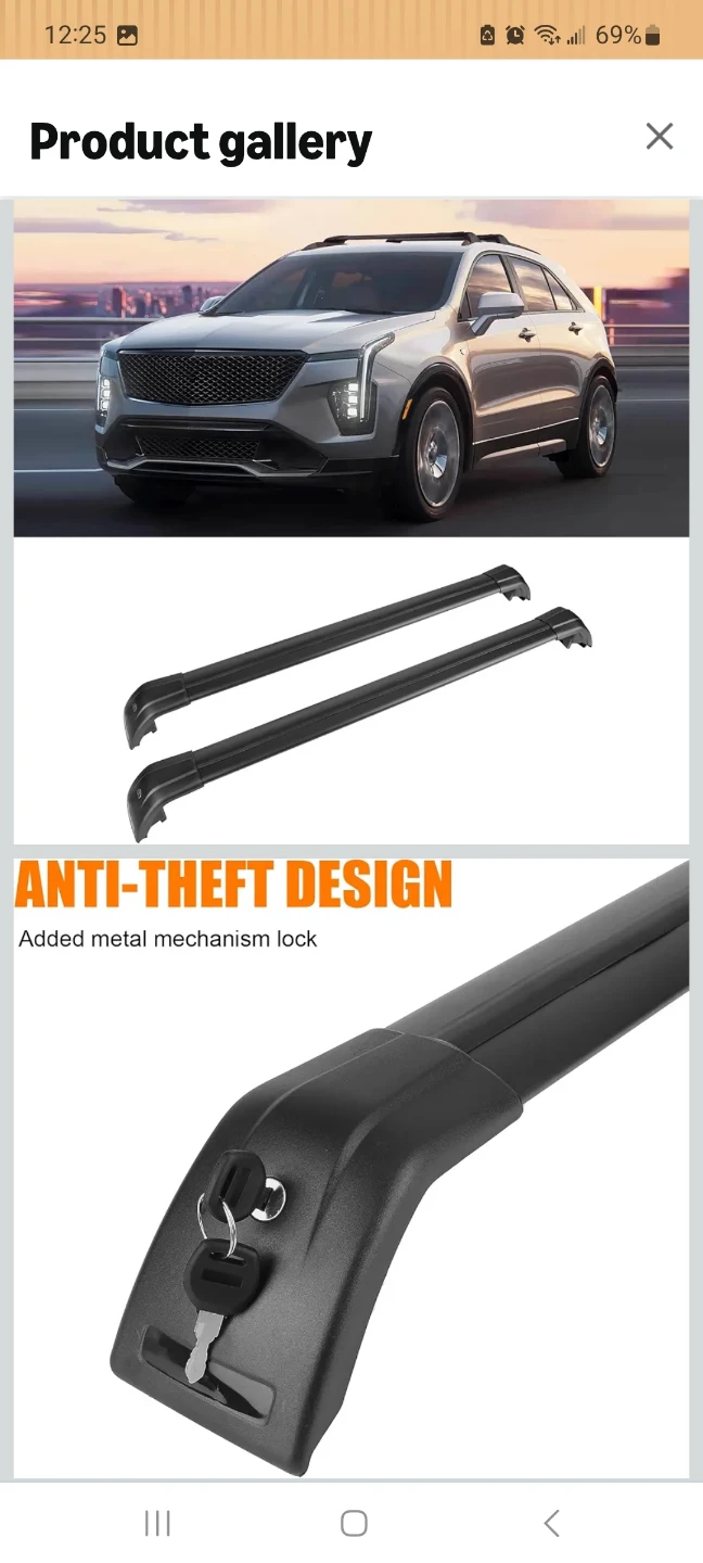 Roof Rack Cross Bars for Cadillac XT4 2018-2025 - photo 2