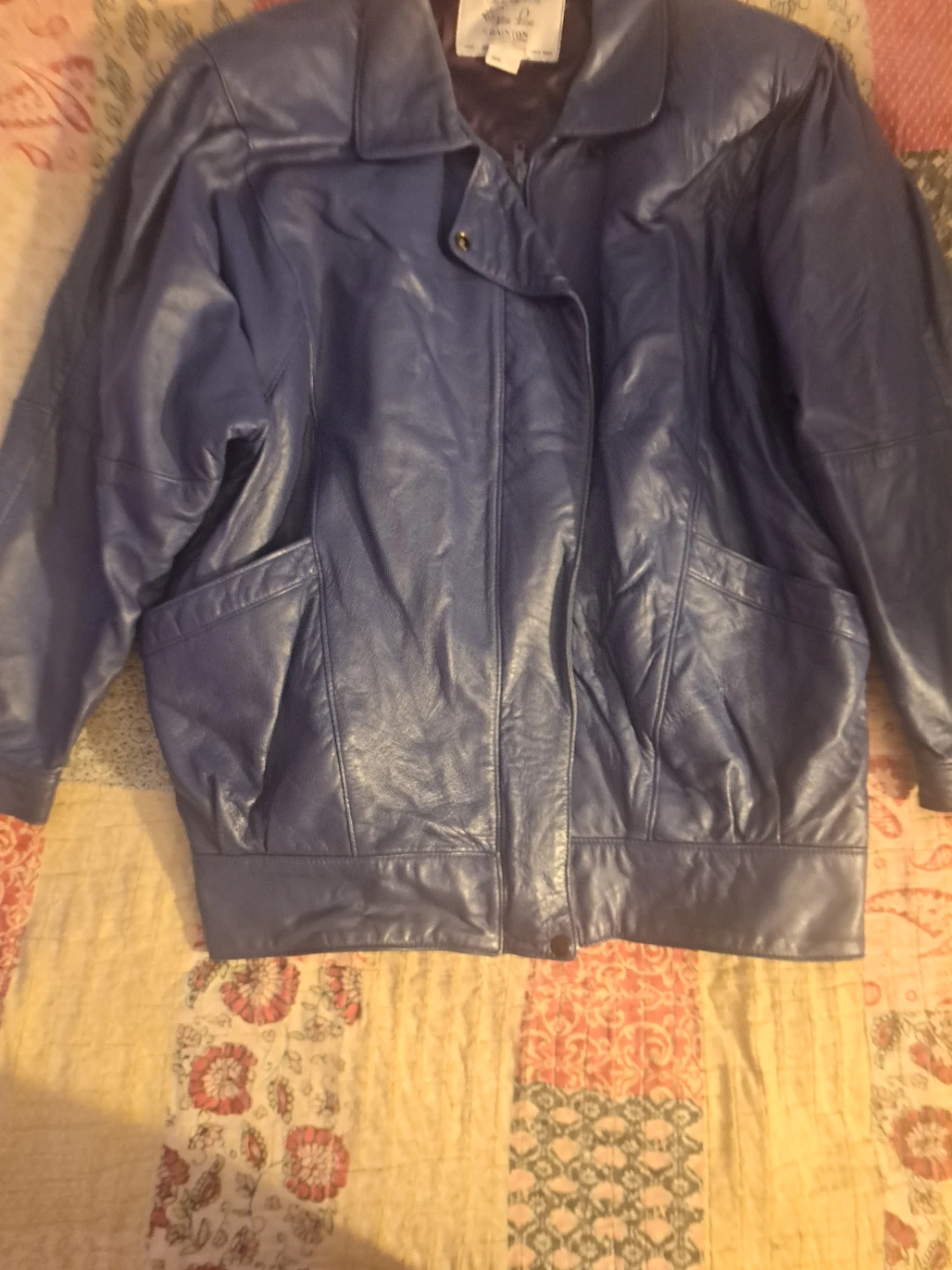 Vintage Blue Leather Jacket