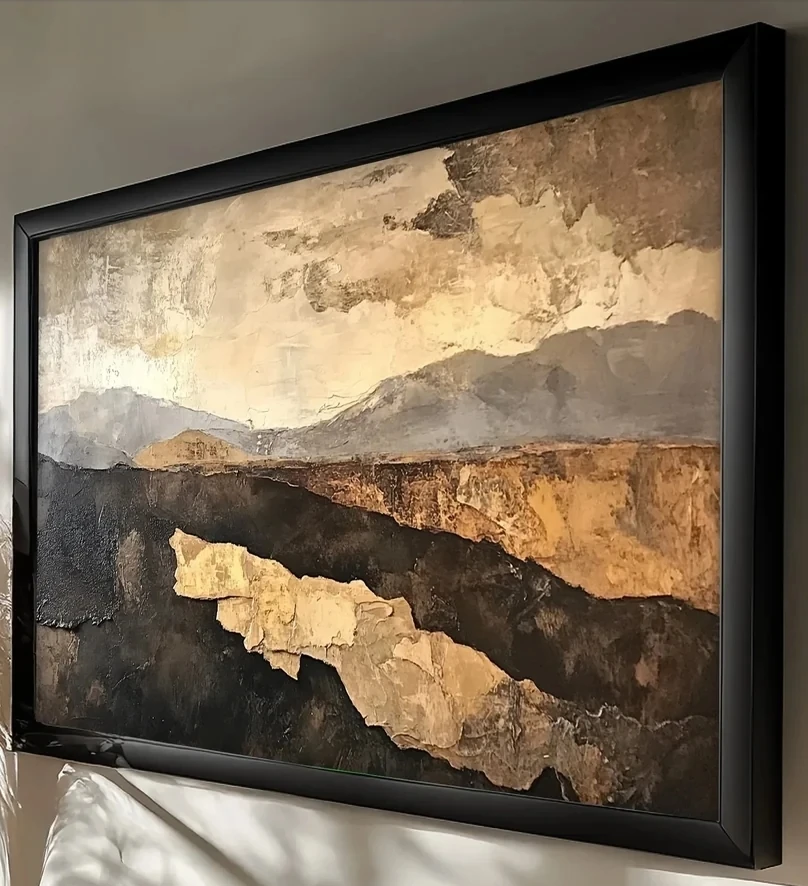 Large Framed Abstract Landscape Painting