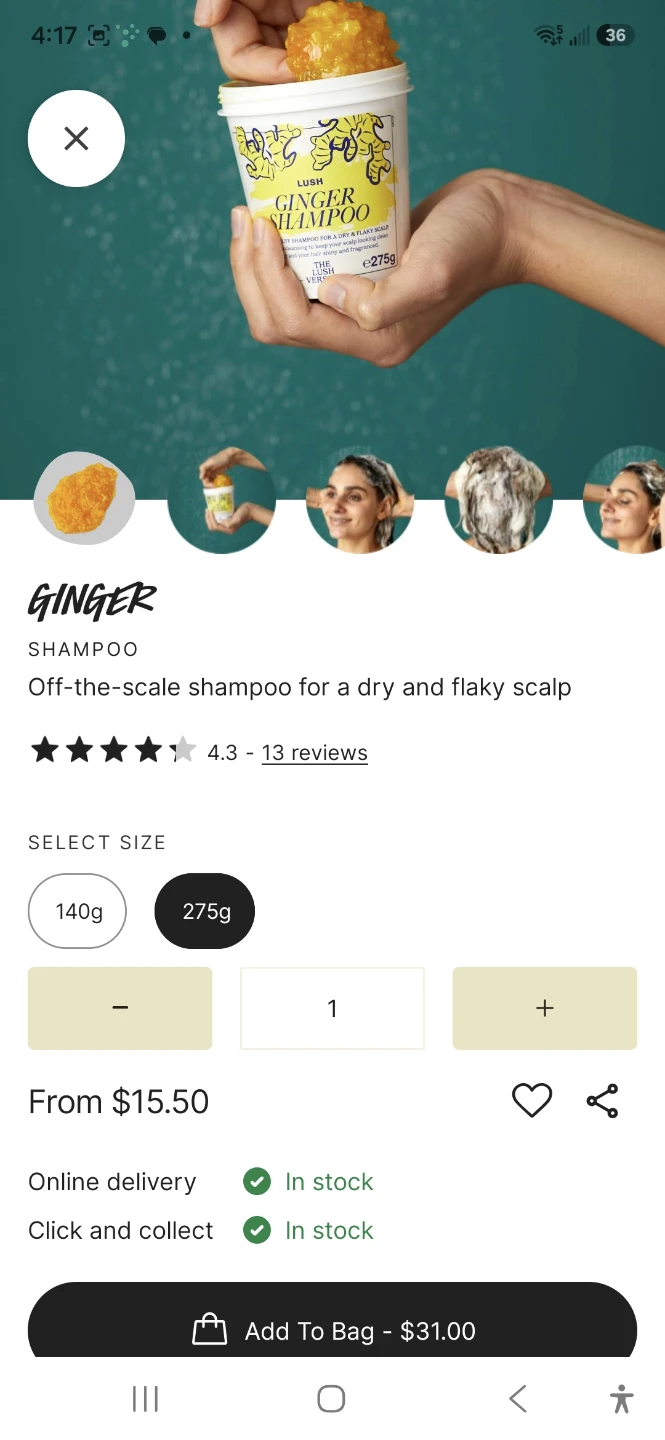Lush Ginger Shampoo 275g