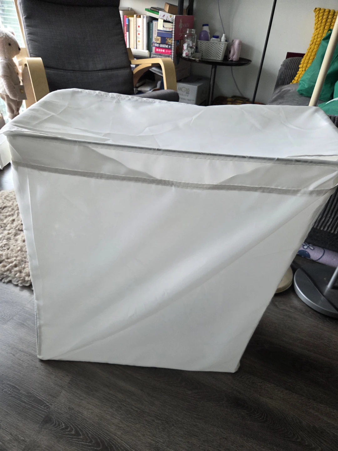 White fabric laundry hamper
