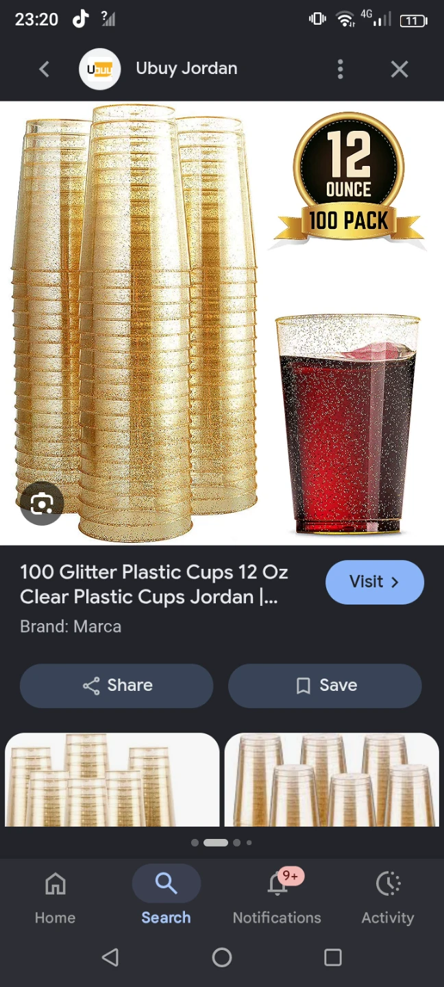 100 Pack Gold Glitter Plastic Cups 12 Oz