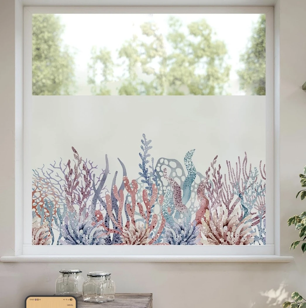Window Film Decorative Privacy 17.7''x78.7'' - Ocean Coral