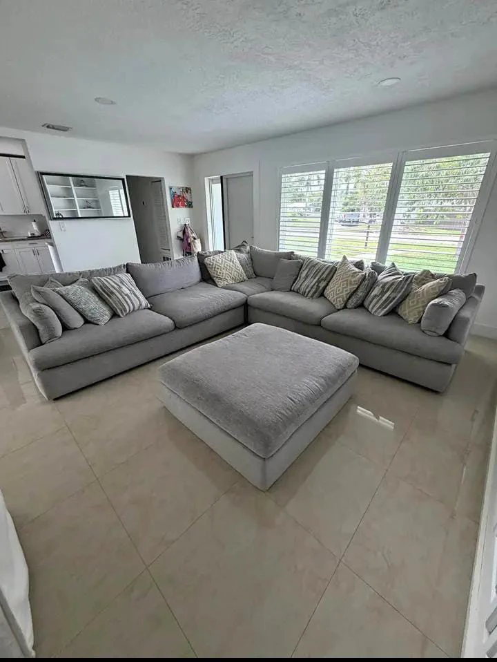 Large Gray Sectional Sofa with Ottoman