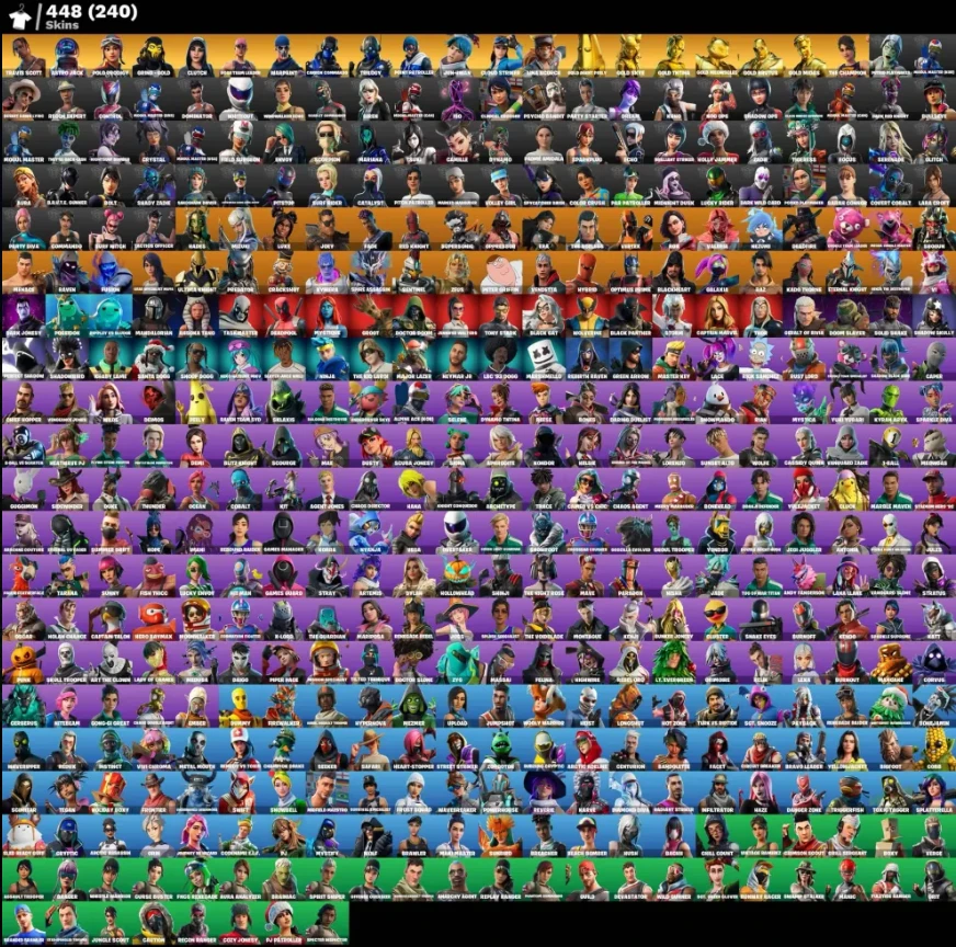 Fortnite Account with 448 Skins and 441 Backpacks