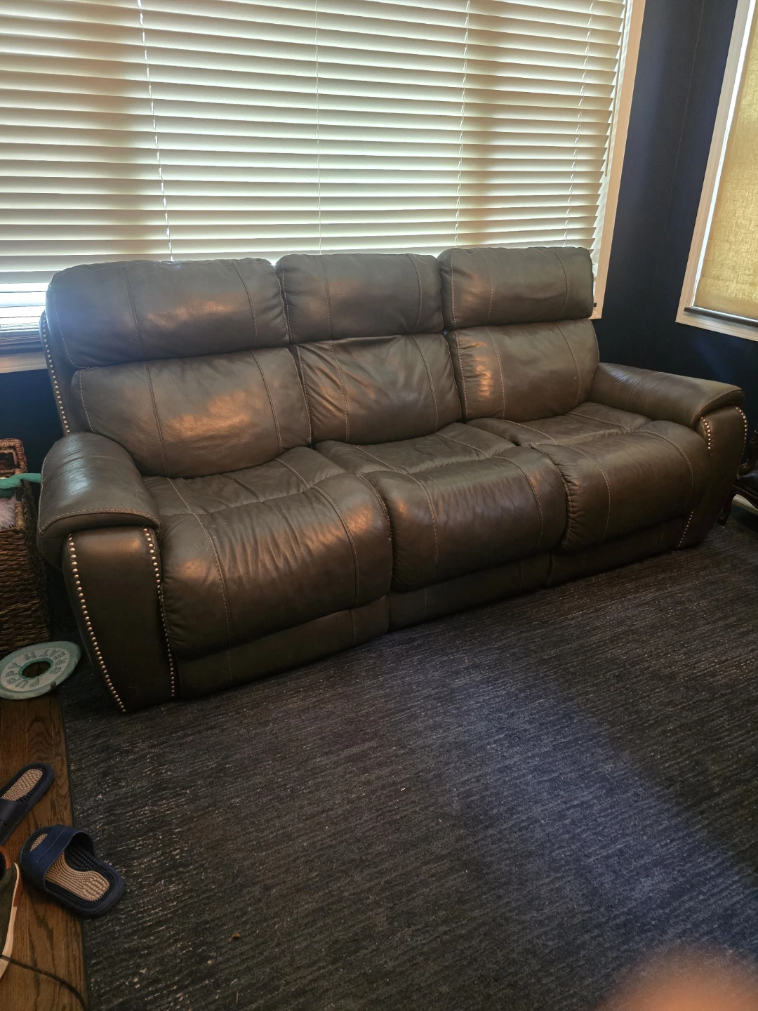 Living room, sofa, love, seat and fireplace.