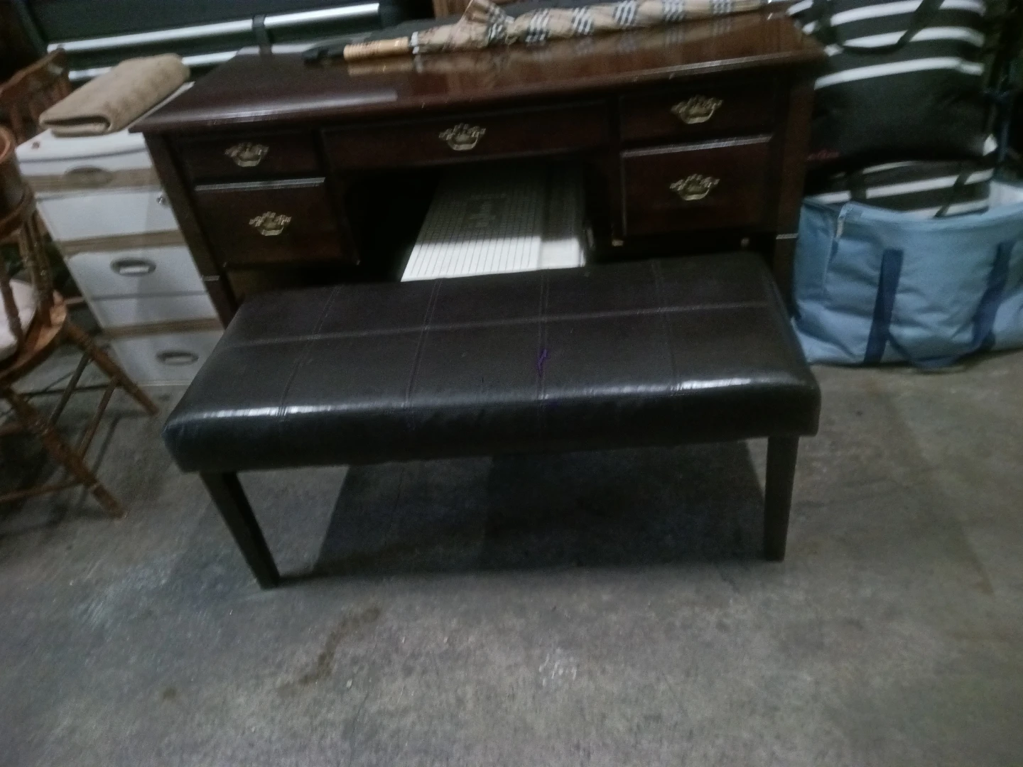 Dark Brown Upholstered Bench- Keswick