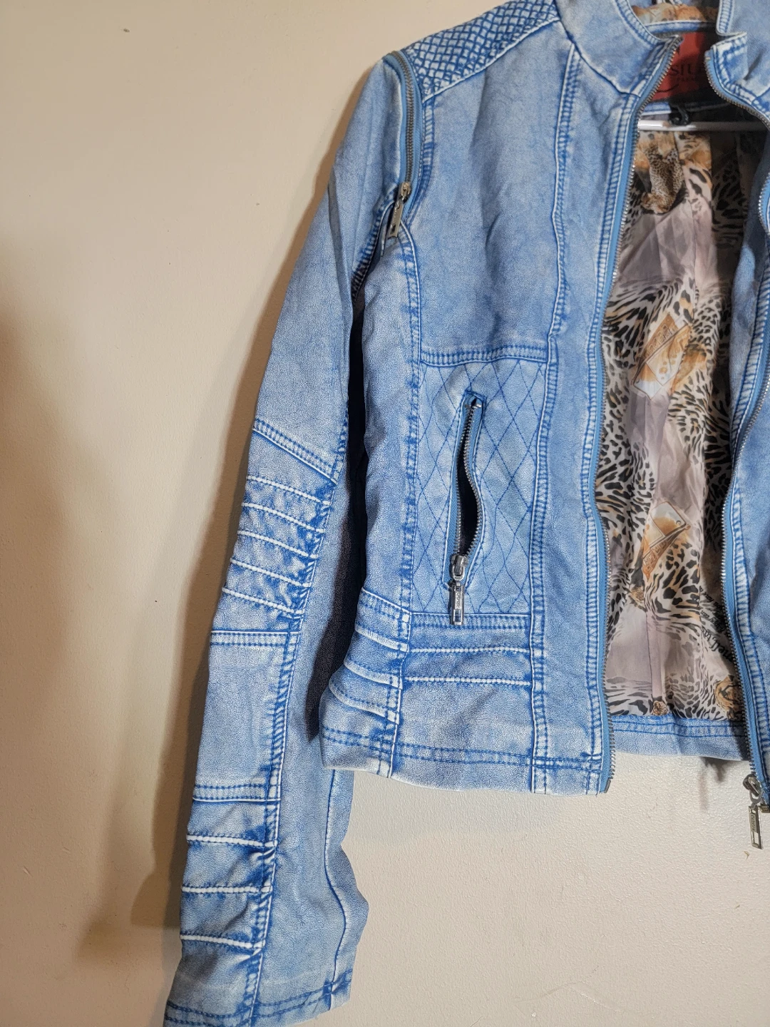 Celsius Premium Light Blue Denim Moto Jacket - photo 2