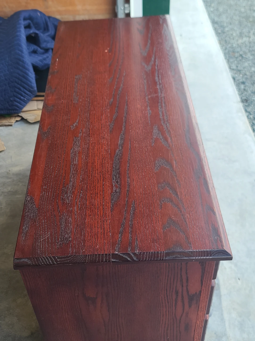 Dark Wood Vanity Desk with Mirror - photo 4
