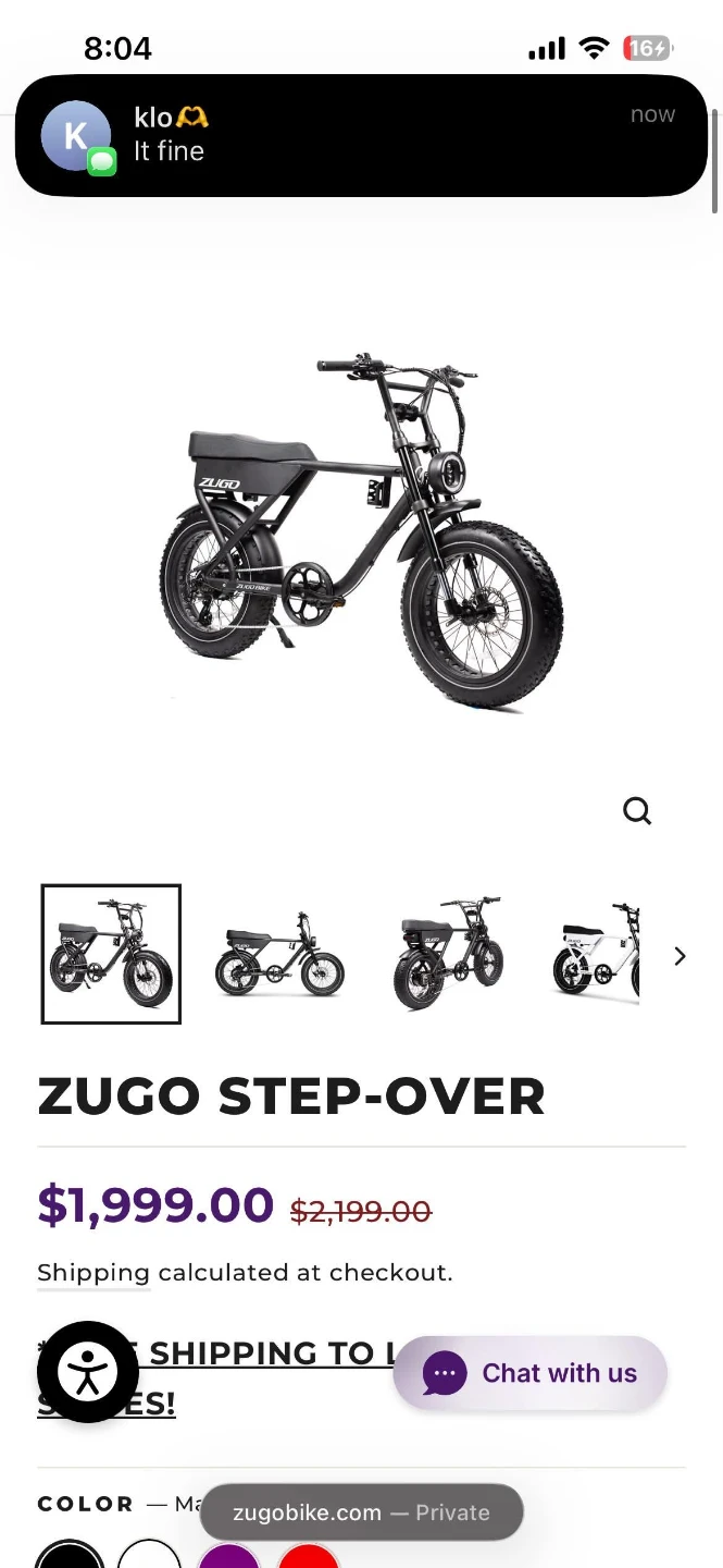 Zugo Step-Over Electric Bike - Blue