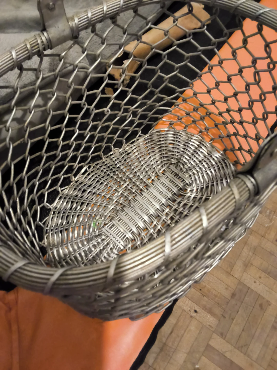 Vintage Aluminum Woven Wire Basket