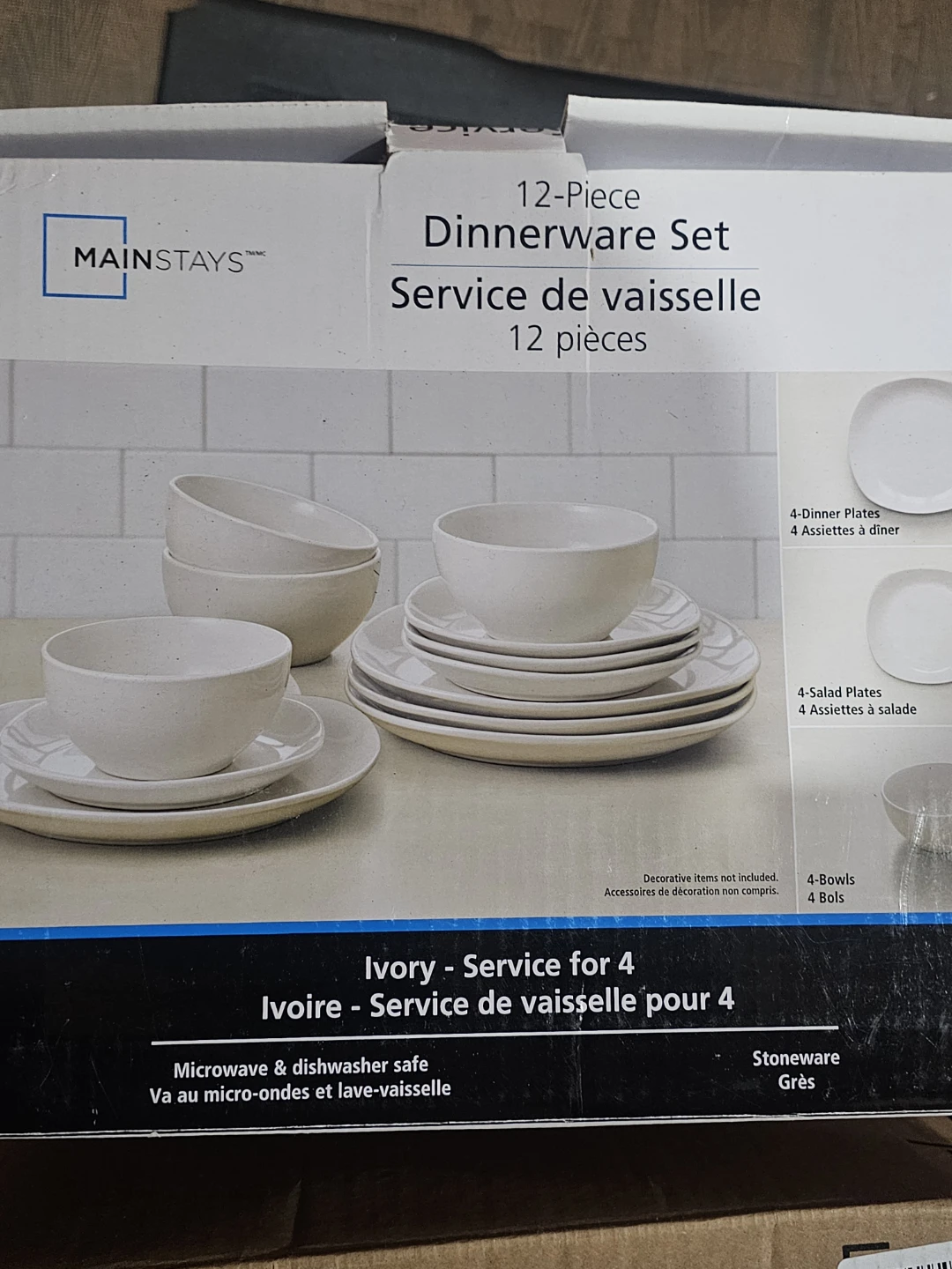 Mainstays 12-Piece Ivory Stoneware Dinnerware Set - photo 3