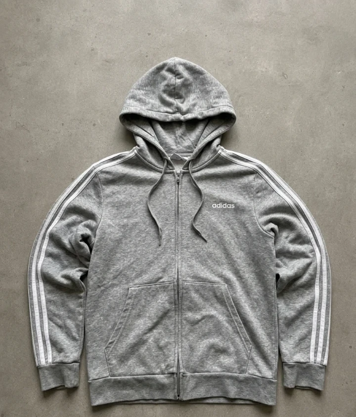 Adidas Grey Zip-Up Hoodie