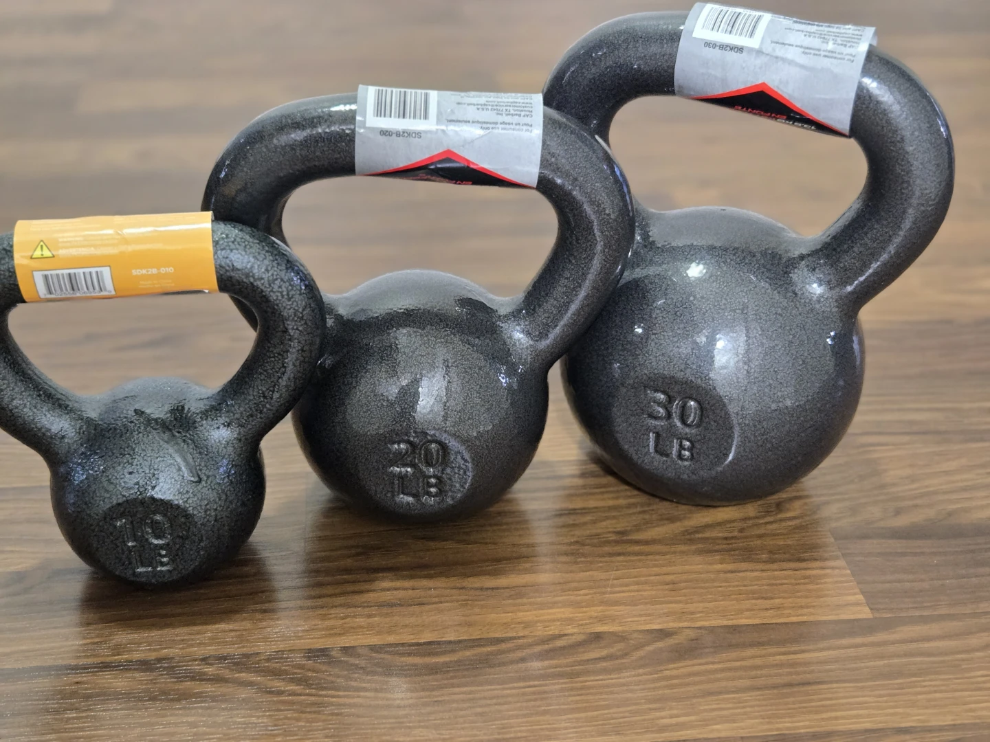 10lb, 20lb and 30lb Cast Iron Kettlebell Set.
