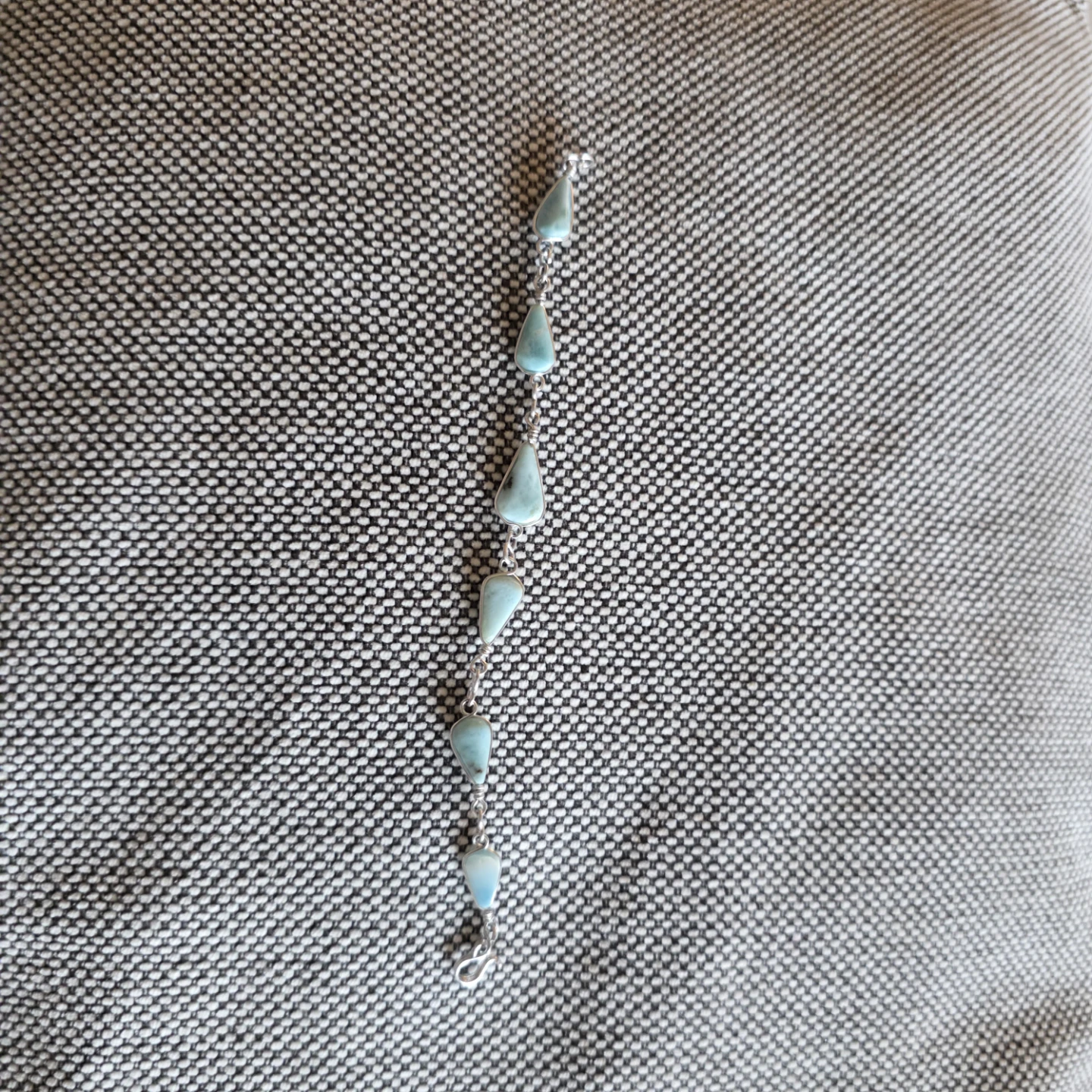 Larimar Gemstone Sterling Silver Tone  Bracelet