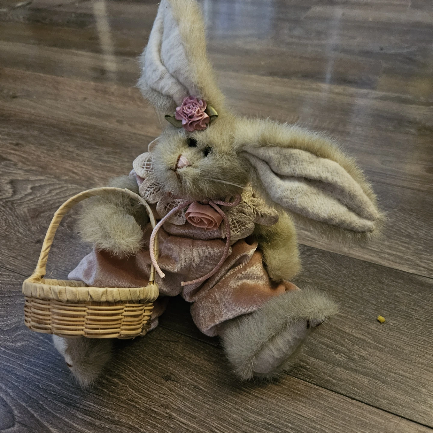 Vintage plush bunny with basket