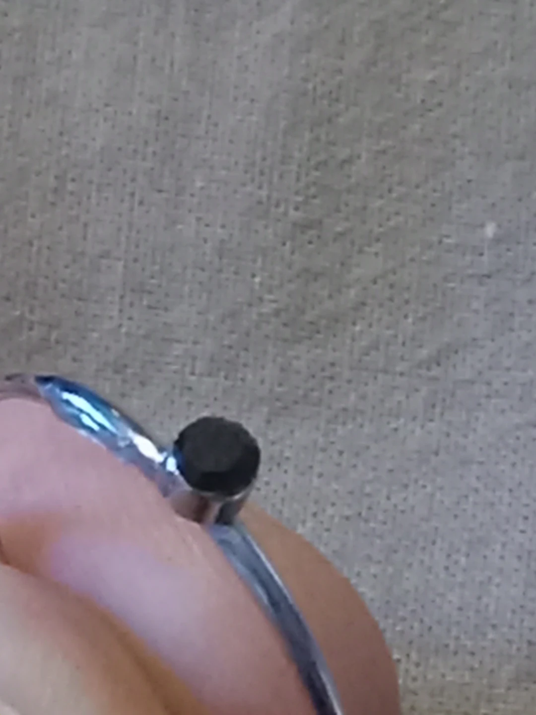 Minimalist Silver-Tone Ring with Black Stone - photo 2