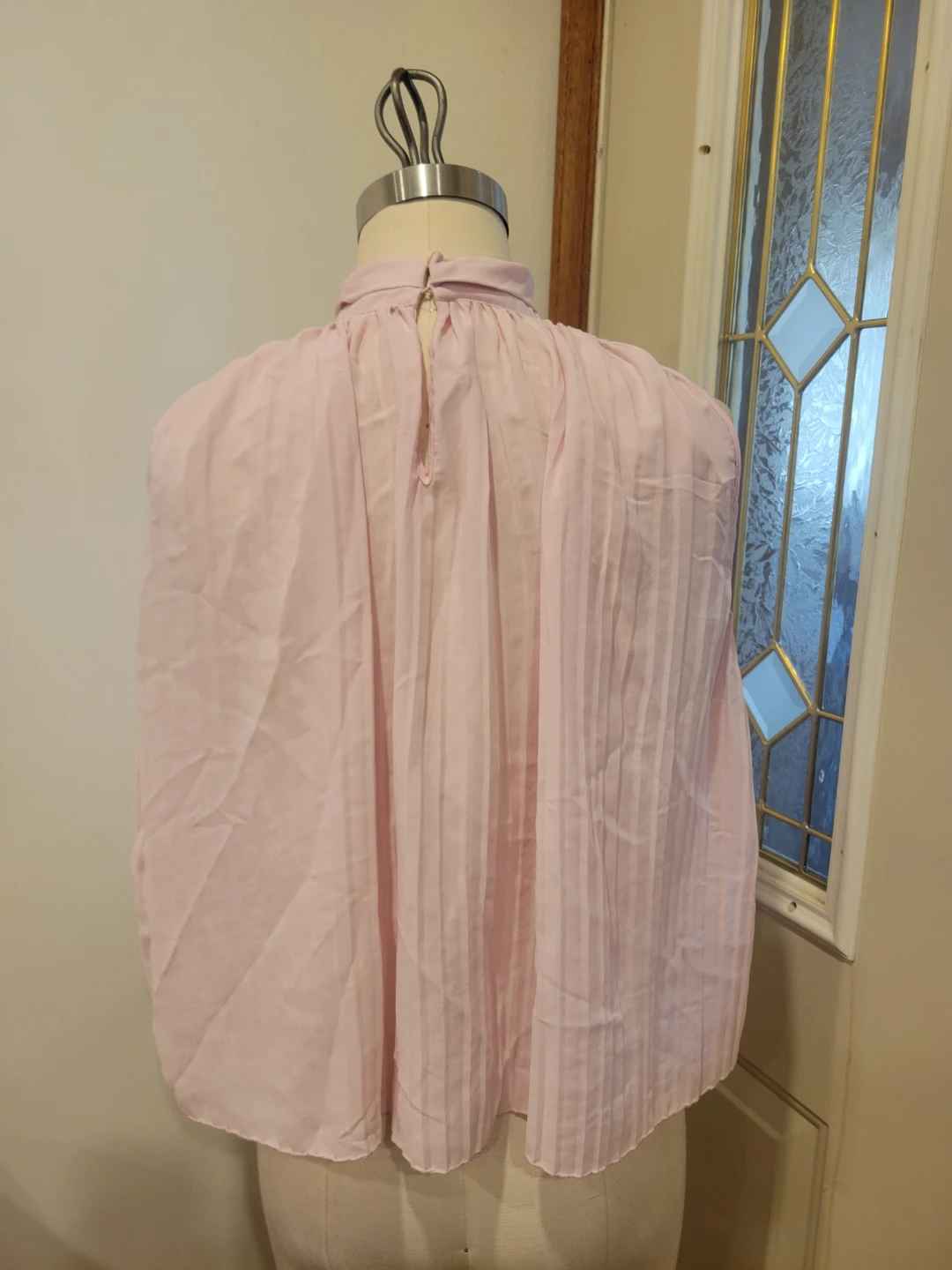 Zara Pleated Mock Neck Blouse - Pink - Size Small - photo 2