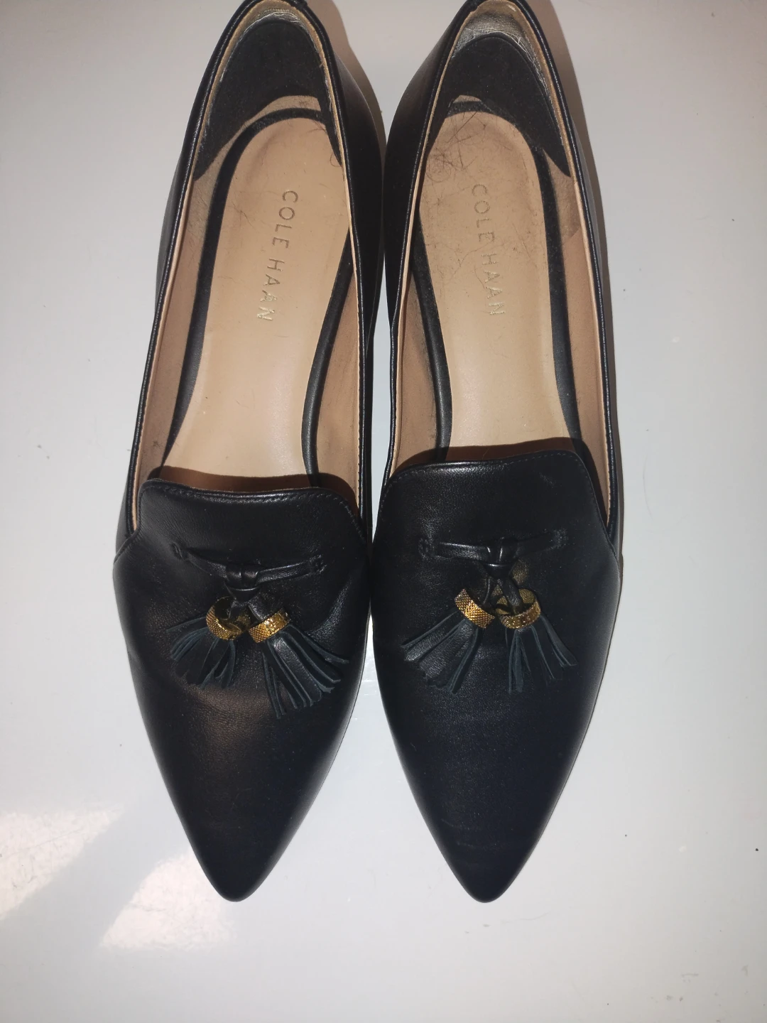 Cole Haan Black Leather Tassel Loafers Size 8B