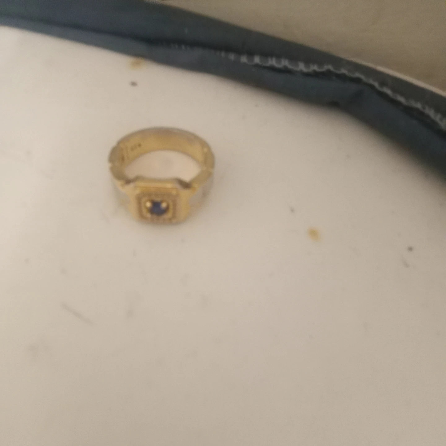Two-Tone Gold Ring with Blue Gemstone - photo 3