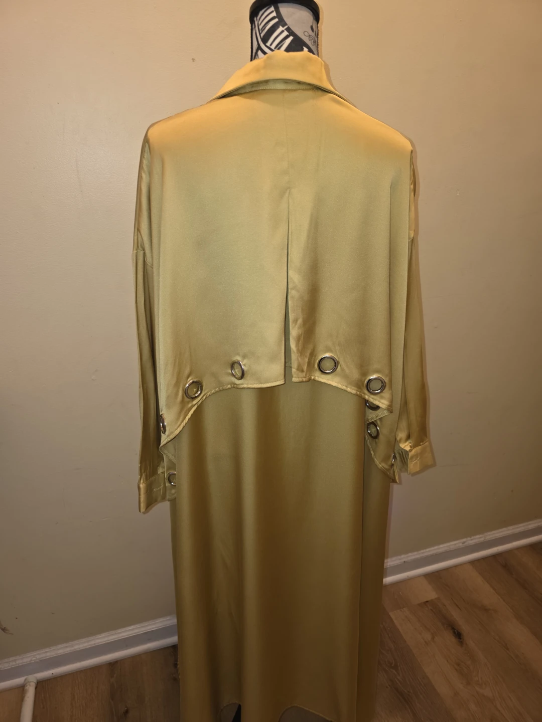 Gold Satin Longline Shirt Dress - photo 2