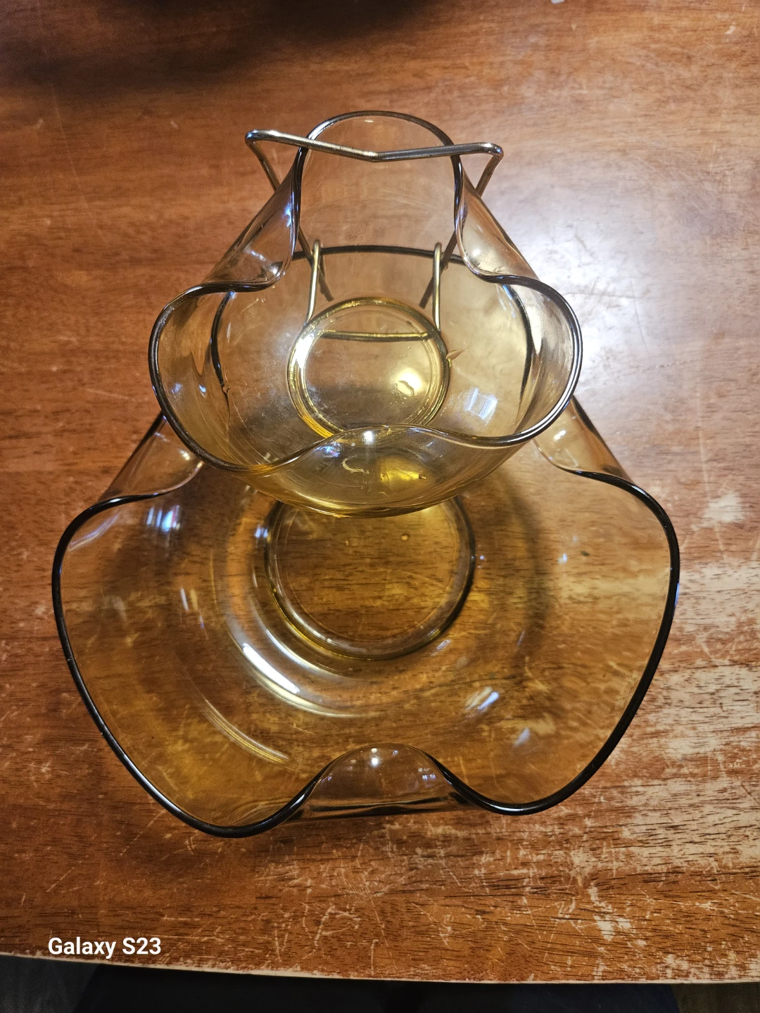 Amber Glass Chip and Dip Set