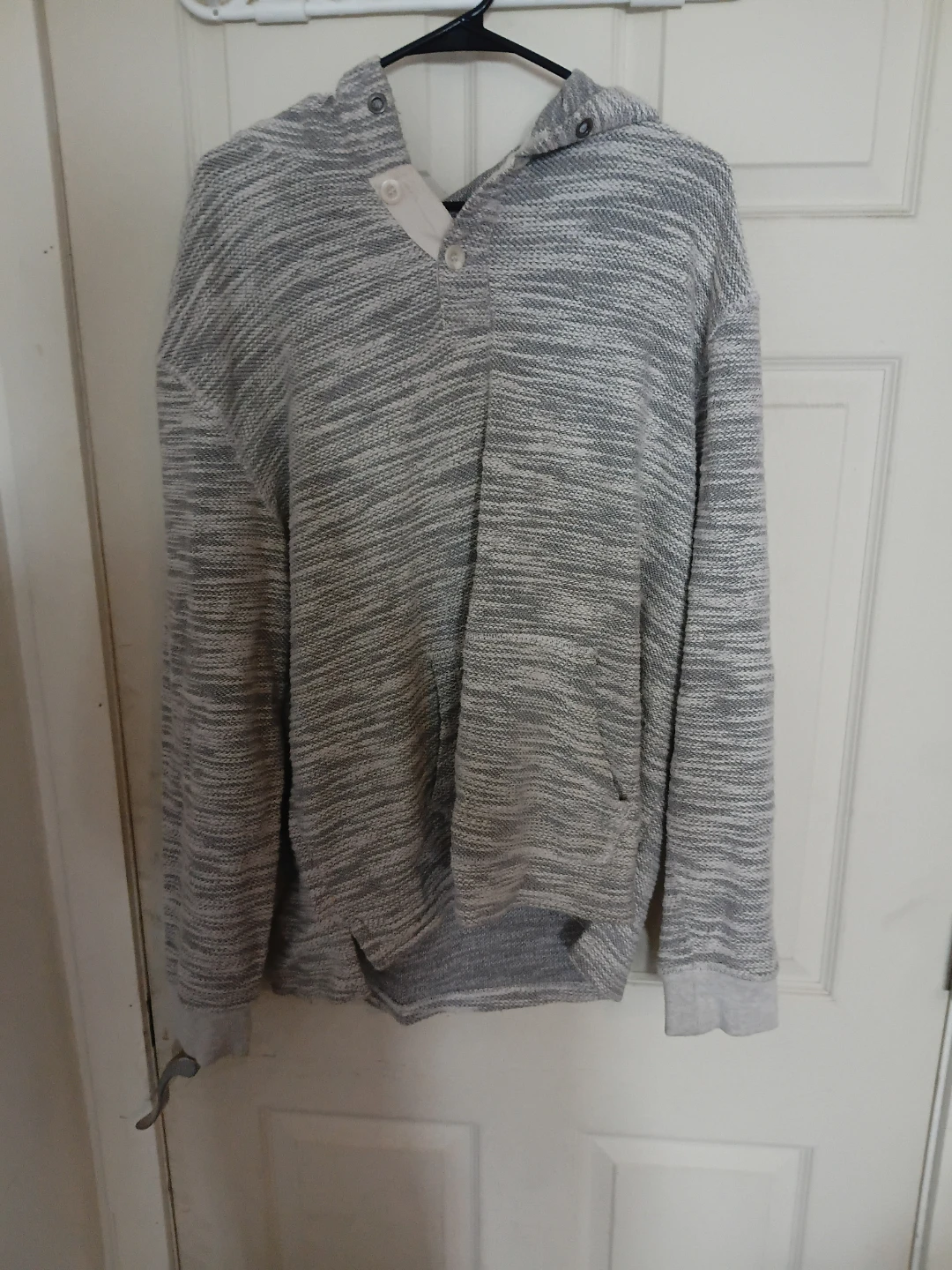 Grey Marled Button-Up Hoodie - photo 2