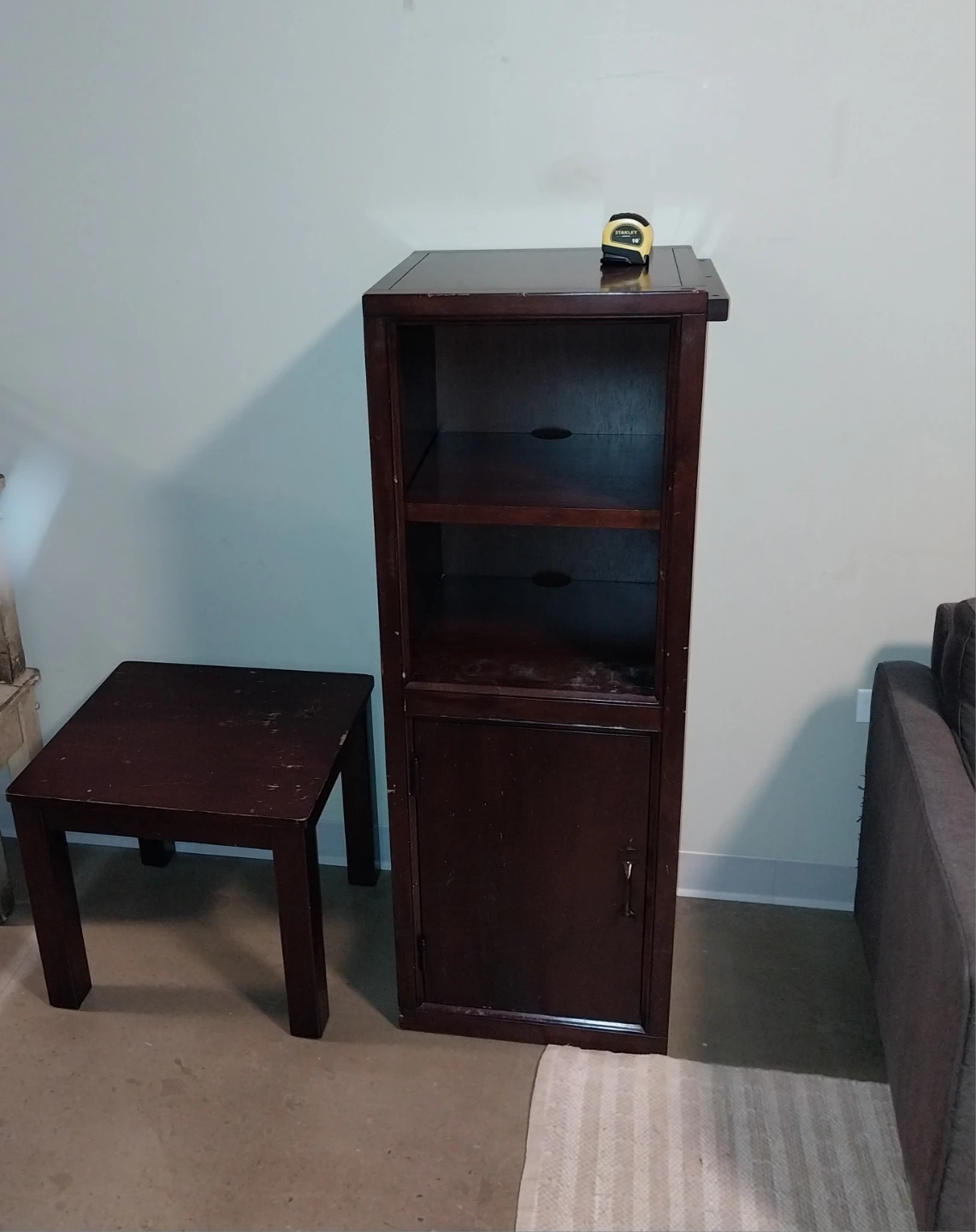 Wood Media Tower + Side Table Set - photo 3